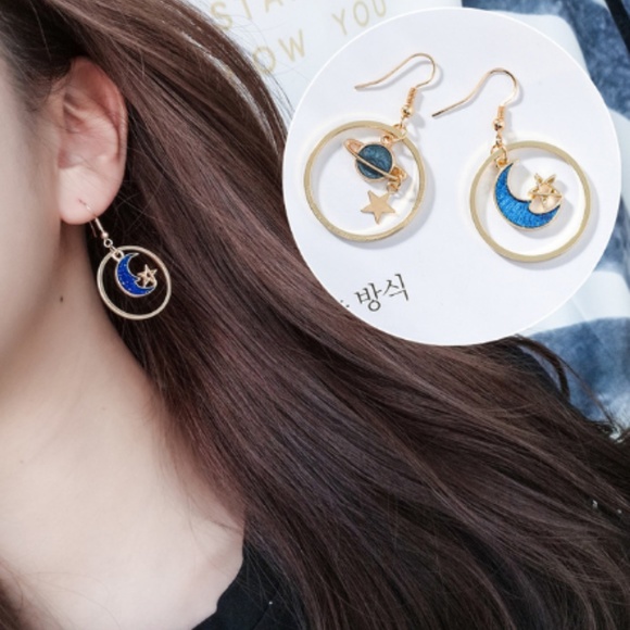 Jewelry - NEW Galaxy Style Circle Star Handmade Earrings